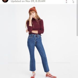 Madewell Rigid Demi-Boot Crop Jeans in MacGill Wash Size 27